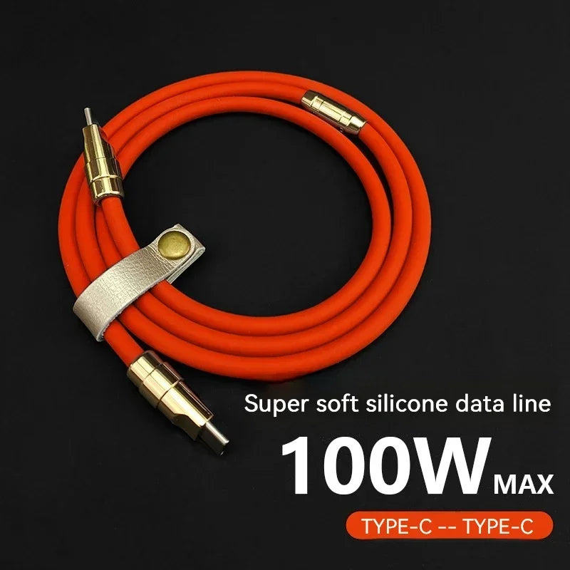3M USB C Liquid Silicone Cable 100W Fast Charging Phone Cable Silicone Wire PD 2M 2 3 M Long Usb Type C to C Mobile Charge Cable